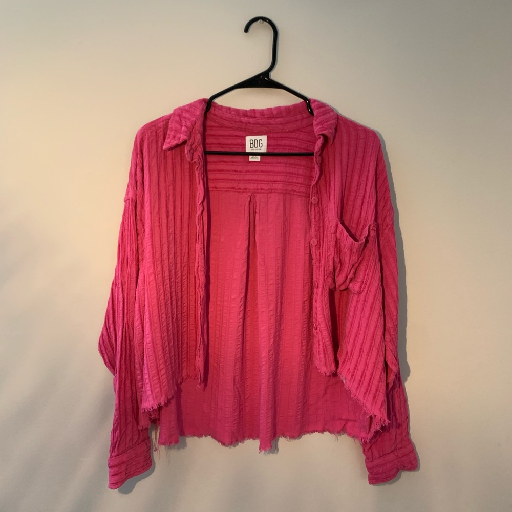 Urban Outfitters, BDG Rayne Chenille Button-Down Shirt, Color Pink, Size Small